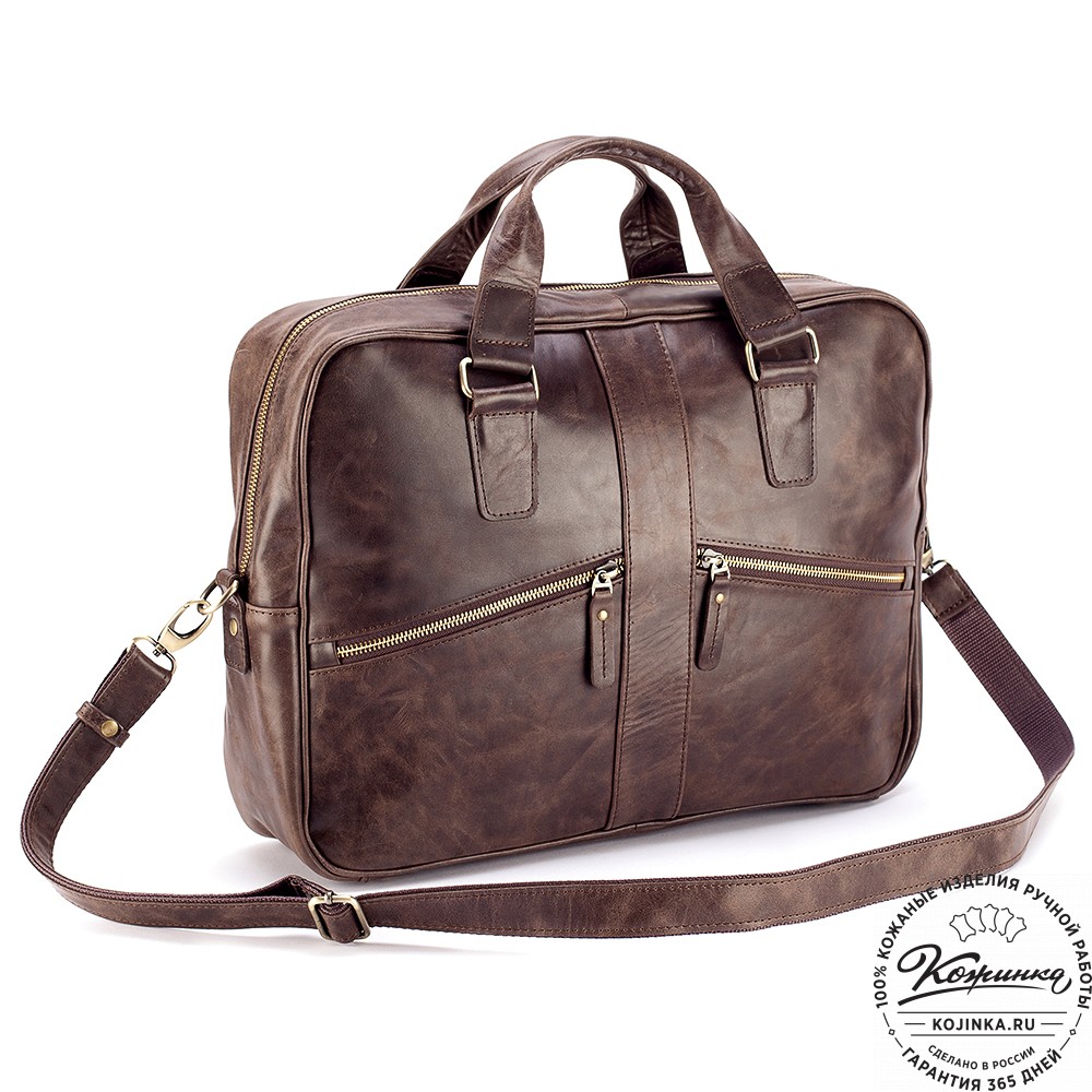 Кожаная деловая сумка "Окленд нью" (тёмно-коричневый антик)