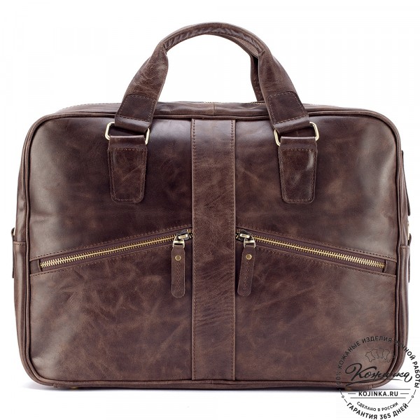 Кожаная деловая сумка "Окленд нью" (тёмно-коричневый антик). фото 1
