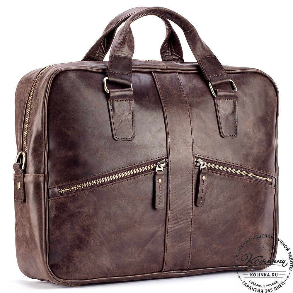 Кожаная деловая сумка "Окленд нью" (тёмно-коричневый антик)
