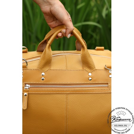  Кожаная дорожная сумка "Сити" (темно-бежевый)