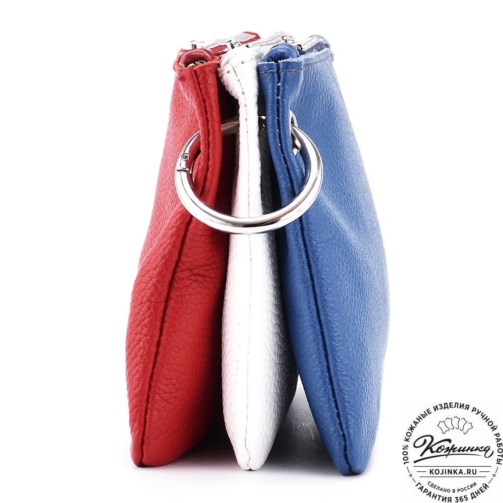 Женская кожаная сумка "Трио" (синий/белый/красный)