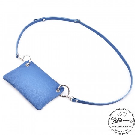 Женская кожаная сумка "Трио" (синий/белый/красный)