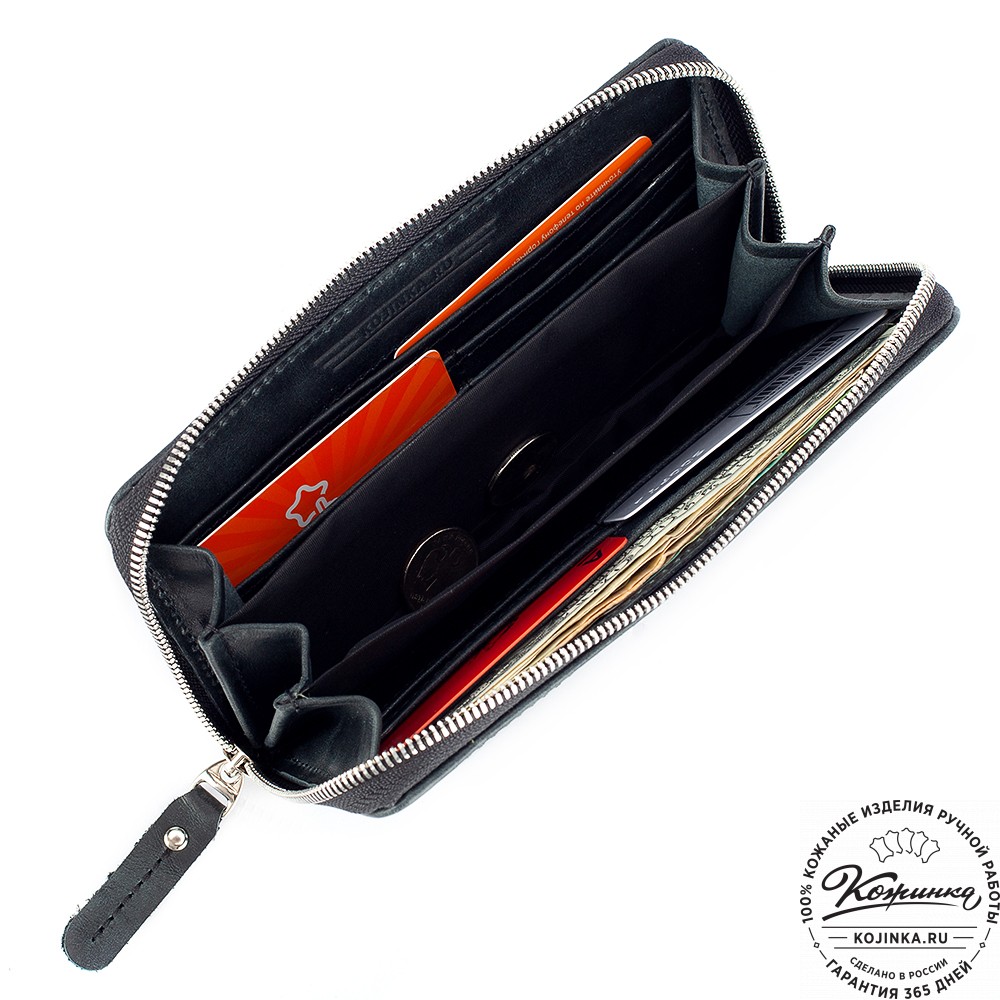 Кожаное портмоне "Амстердам" (чёрный антик)