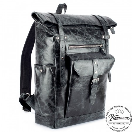 Мужской кожаный рюкзак "Орландо" (чёрный антик)