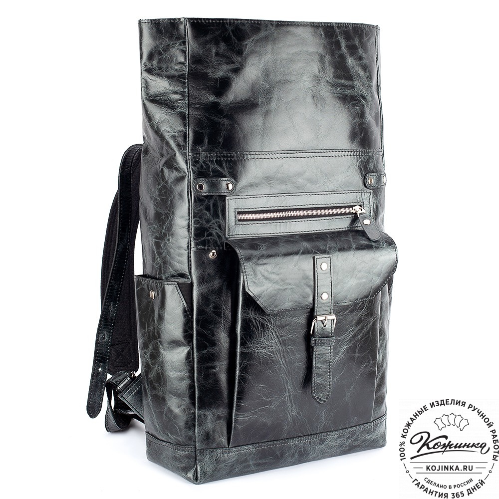 Мужской кожаный рюкзак "Орландо" (чёрный антик)