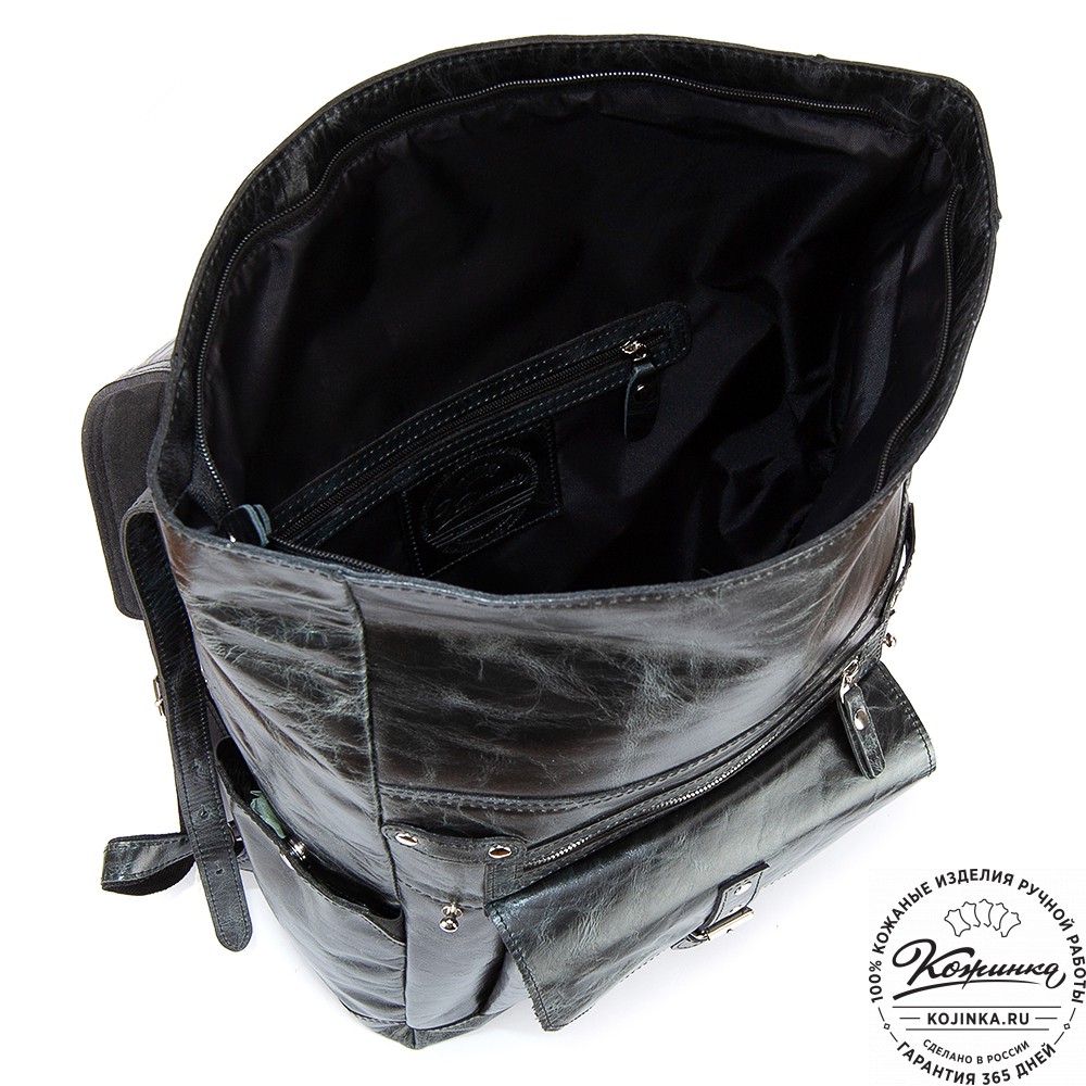 Мужской кожаный рюкзак "Орландо" (чёрный антик)