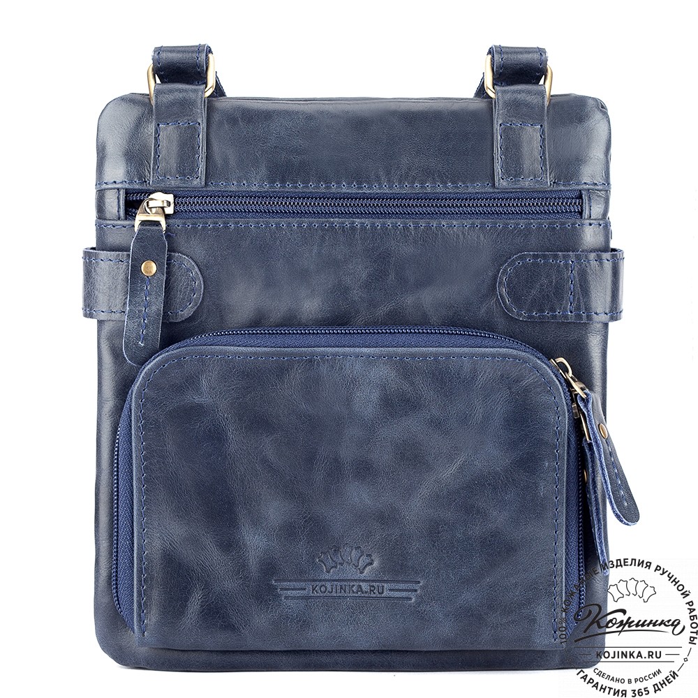 Кожаная сумка "Феликс" (синий антик) 