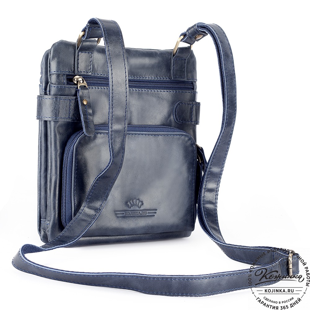 Кожаная сумка "Феликс" (синий антик) 