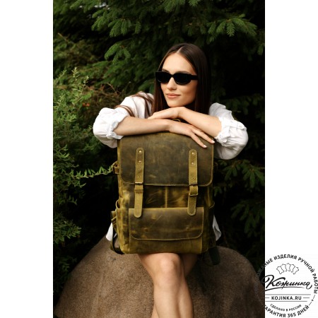 Кожаный рюкзак "Индиго" (рыжий крейзи)