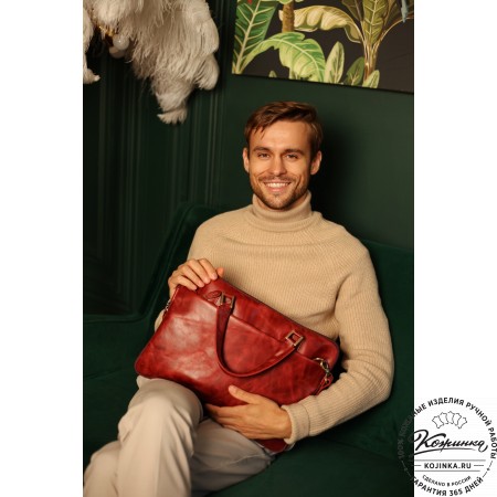 Кожаная деловая сумка "Ральф" (чёрная) 