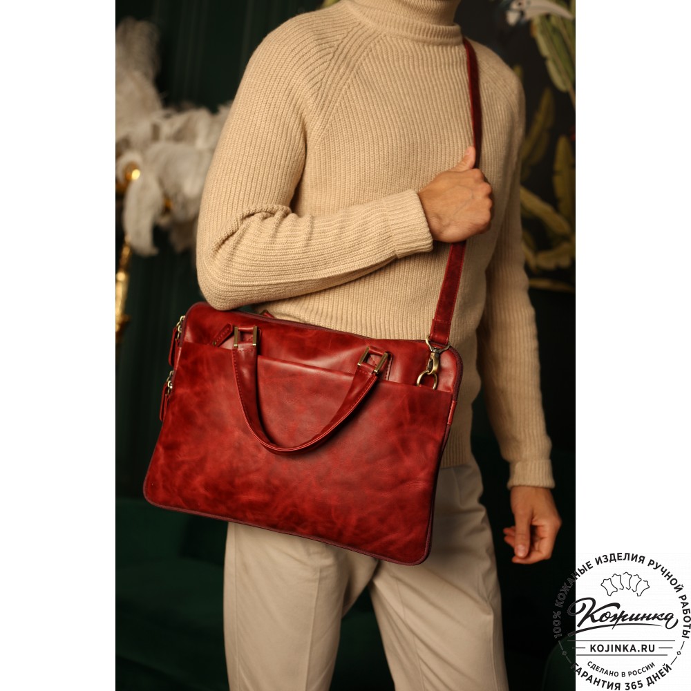 Кожаная деловая сумка "Ральф" (чёрная) 