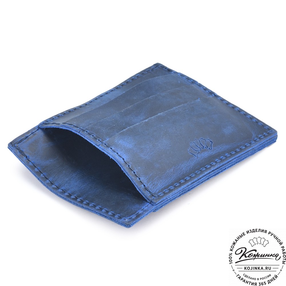 Кожаный футляр для карт "Мэри" (синий крейзи)