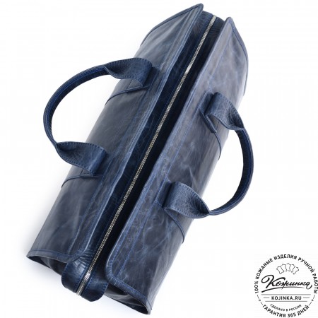  Кожаная дорожная сумка "Чарли" (синий антик) 