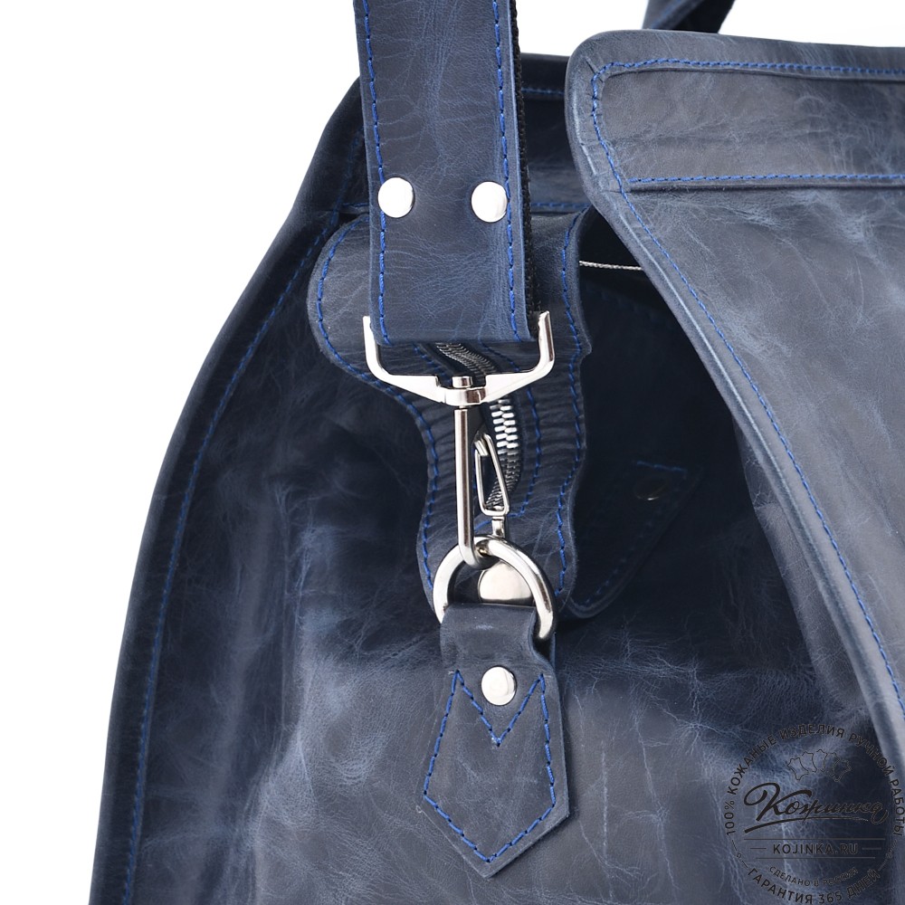  Кожаная дорожная сумка "Чарли" (синий антик) 