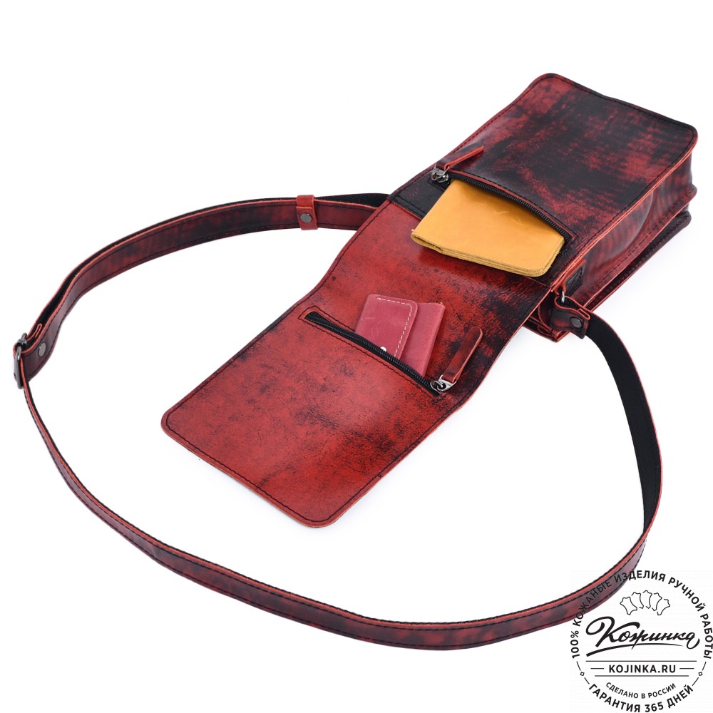  Кожаный сумка "Робин" (глянец красный)