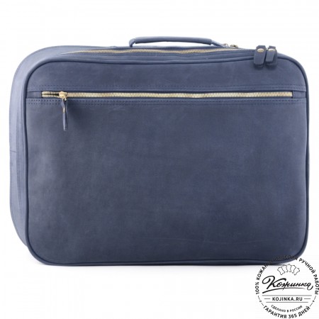 Мужская кожаная сумка-трансформер "Брюс" (синий крейзи) 