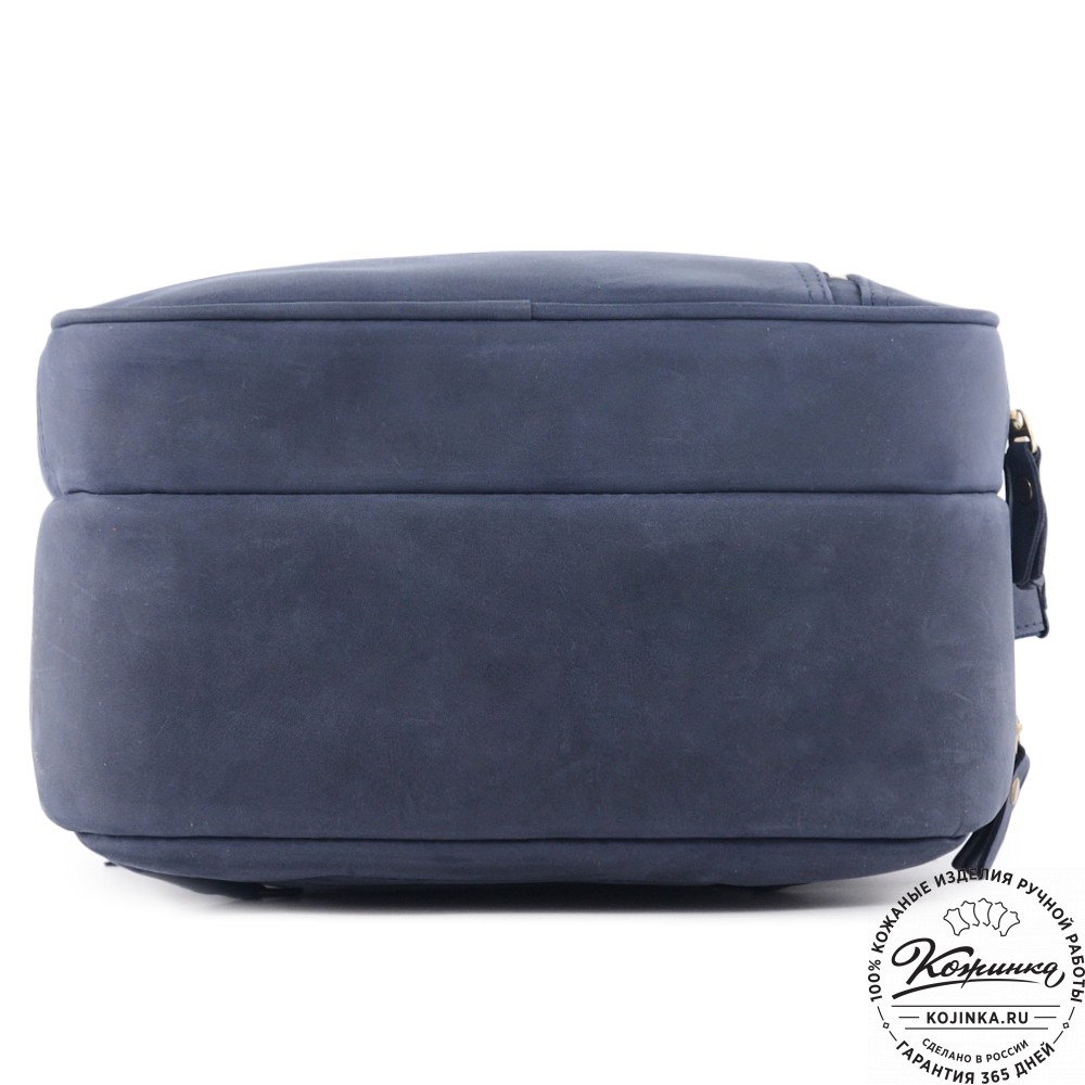 Мужская кожаная сумка-трансформер "Брюс" (синий крейзи) 