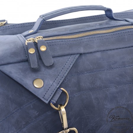 Мужская кожаная сумка-трансформер "Брюс" (синий крейзи) 