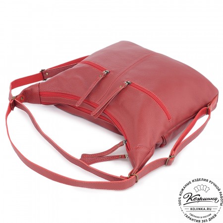  Женская кожаная сумка-трансформер "Ливадия" (красный)