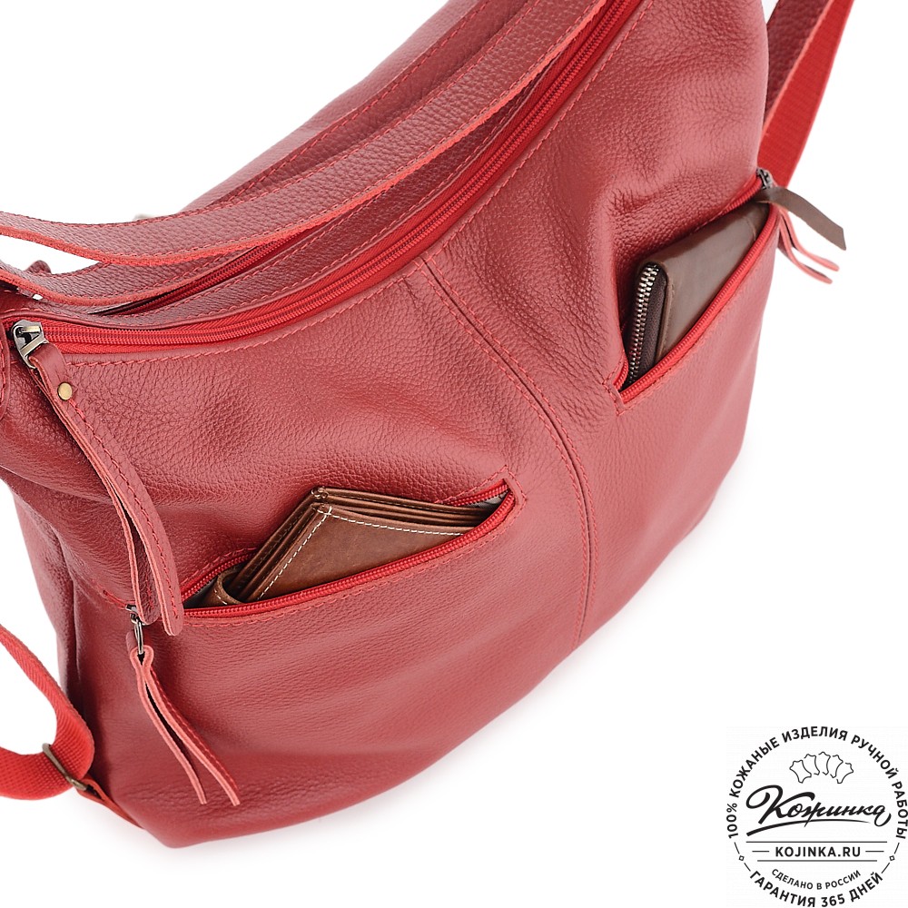  Женская кожаная сумка-трансформер "Ливадия" (красный)