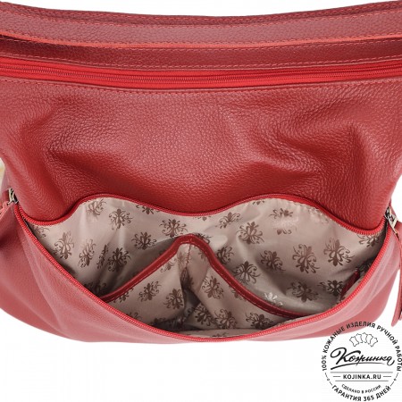  Женская кожаная сумка-трансформер "Ливадия" (красный)