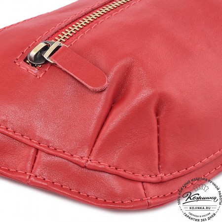  Кожаная сумка на пояс "Рики" (красная)