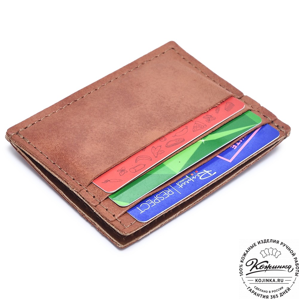  Кожаный картхолдер "Вавилон" (рыжий) 