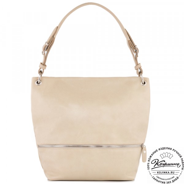  Кожаная женская сумка "Бэлла" (бежевая гладкая кожа). фото 1