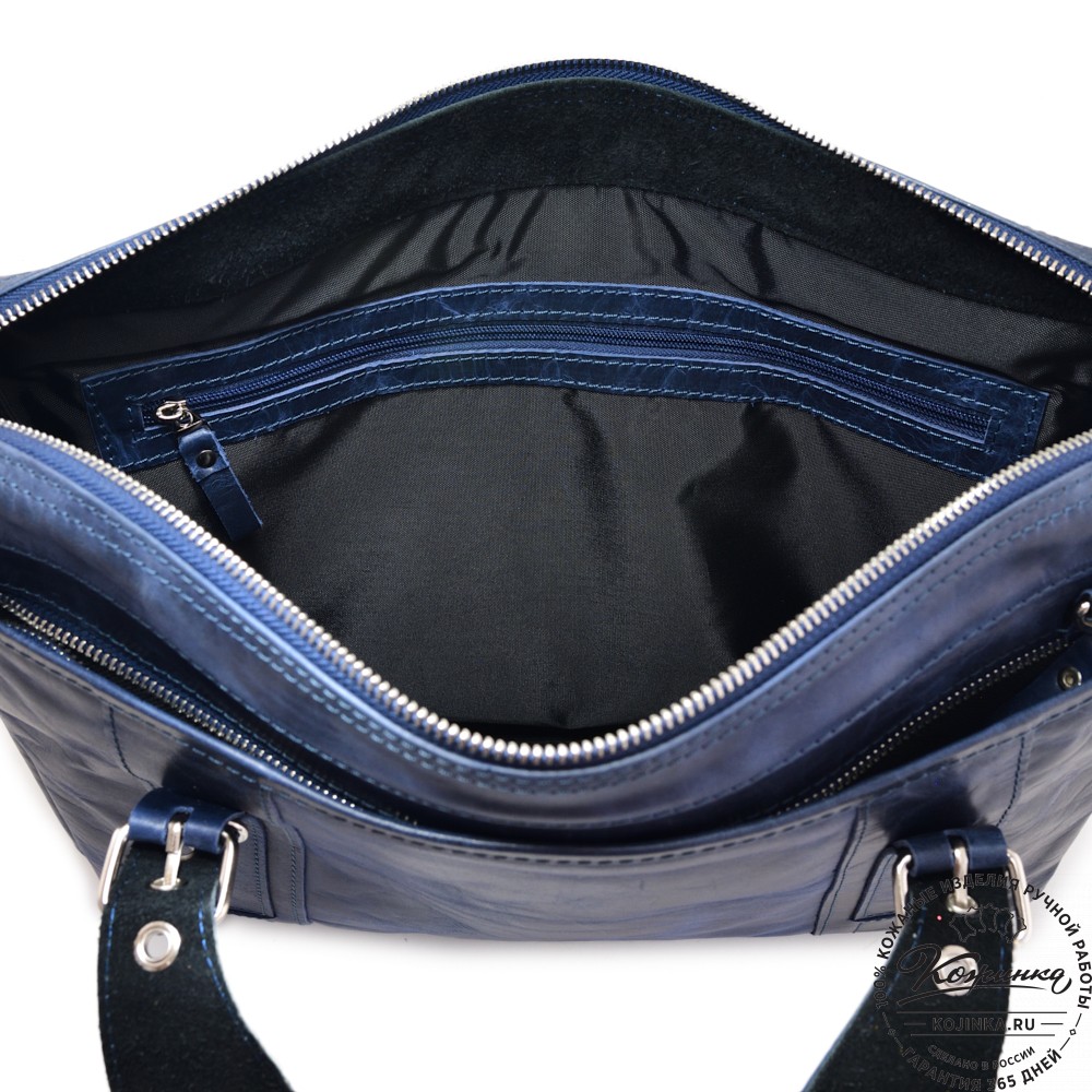 Деловая кожаная сумка "Доминик" (синий антик)