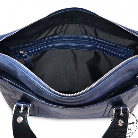 Деловая кожаная сумка "Доминик" (синий антик)