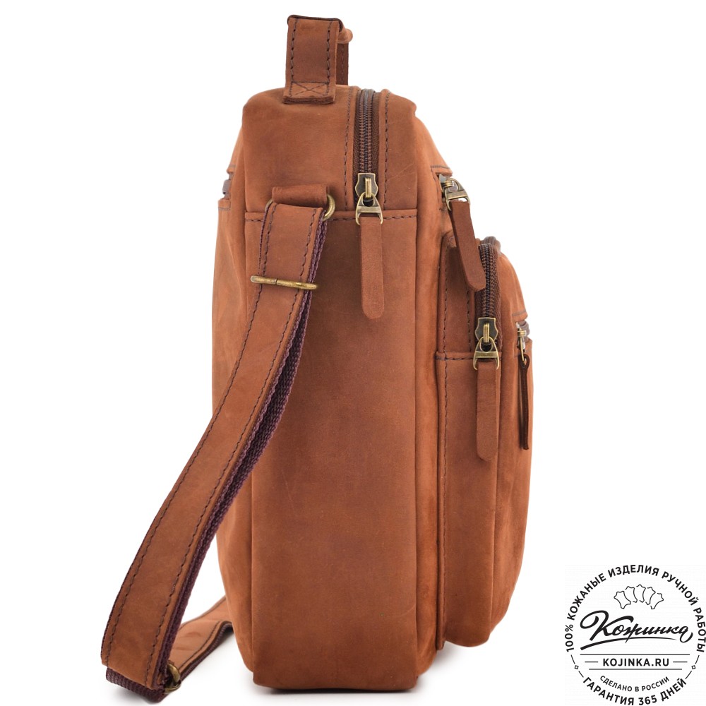 Мужская кожаная сумка "Гектор" (коричневая крейзи)