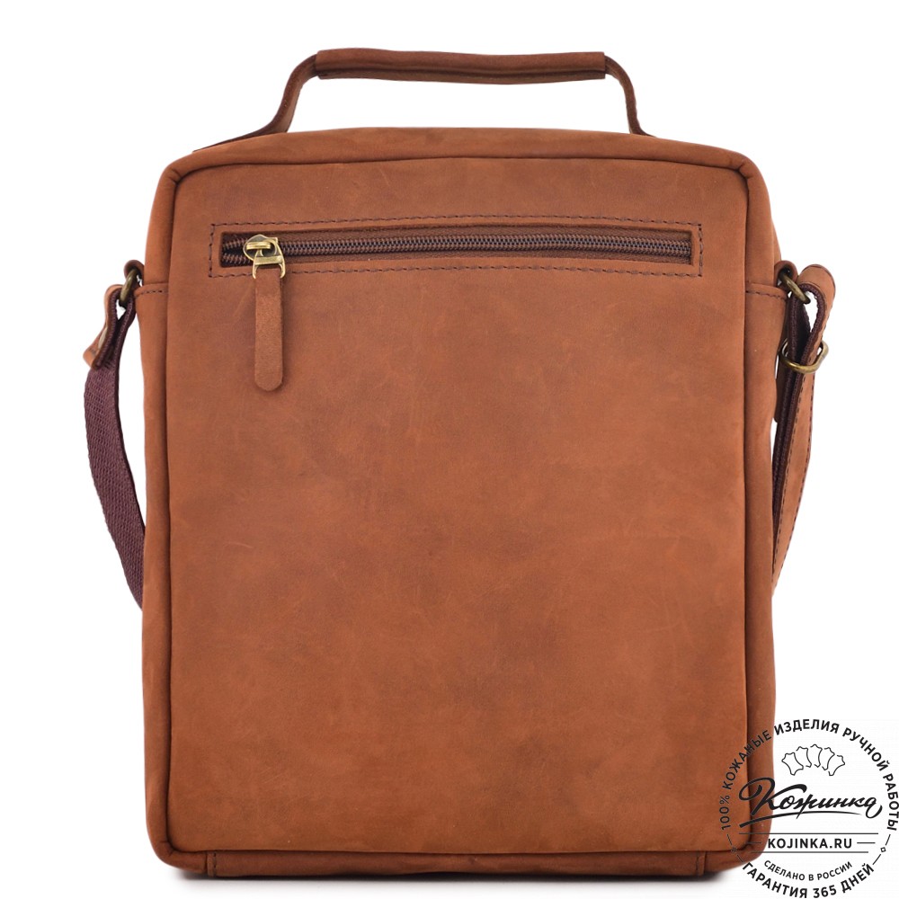  Мужская кожаная сумка "Гектор" (коричневая крейзи)