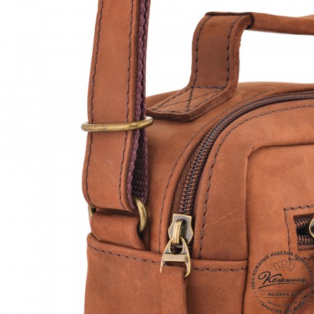  Мужская кожаная сумка "Гектор" (коричневая крейзи)