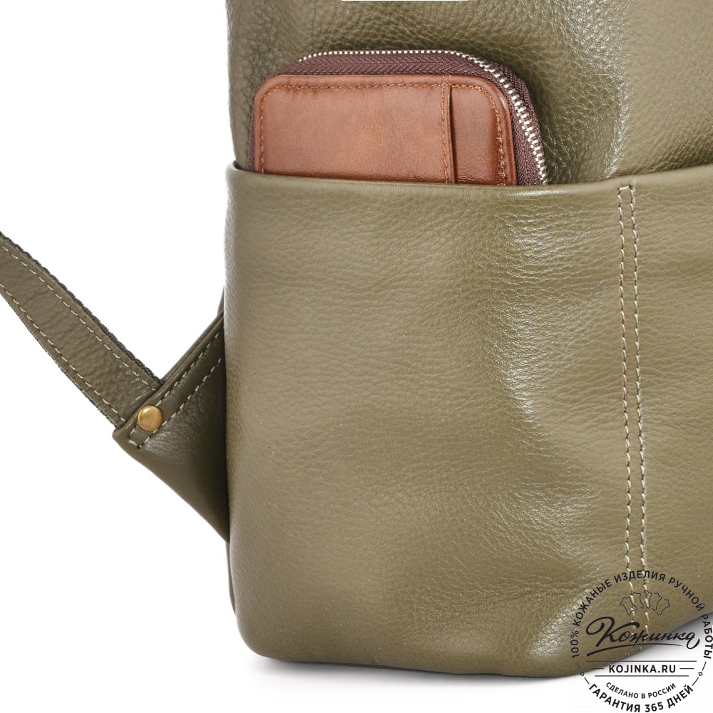  Кожаный рюкзак "Аргентум" (олива) 