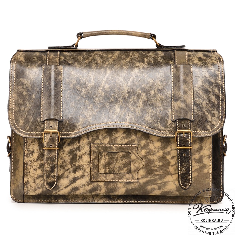 Кожаный портфель-кофр "Адъютант" (пепел глянец) 