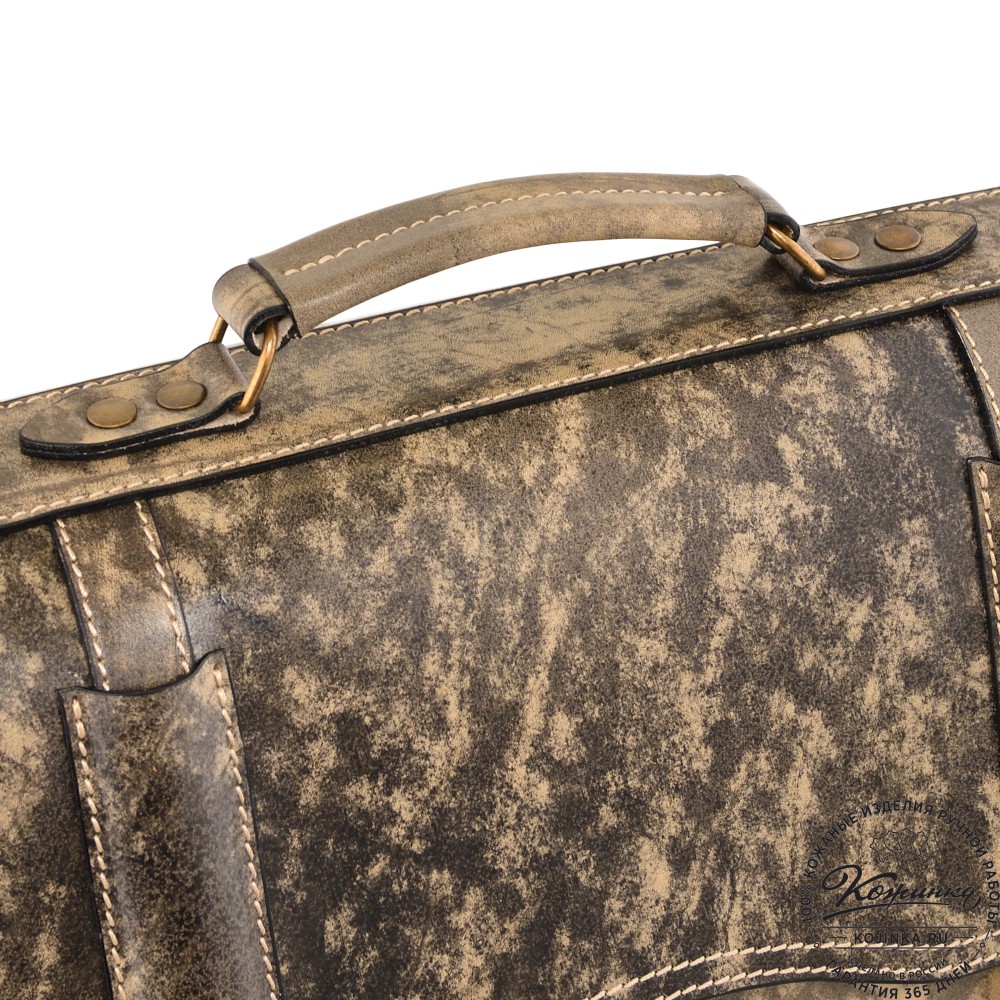 Кожаный портфель-кофр "Адъютант" (пепел глянец) 