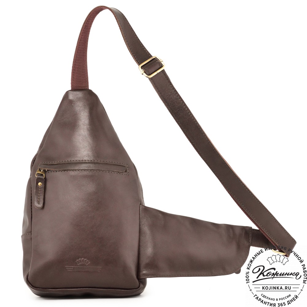  Кожаная сумка на грудь "Аполлон" (коричневая гладкая кожа)