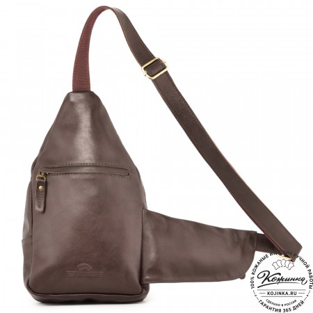  Кожаная сумка на грудь "Аполлон" (коричневая гладкая кожа)