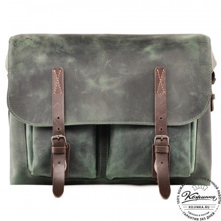 Кожаная сумка "Форман" (изумруд крейзи)