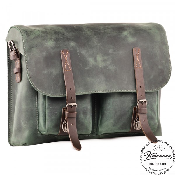 Кожаная сумка "Форман" (изумруд крейзи). фото 1