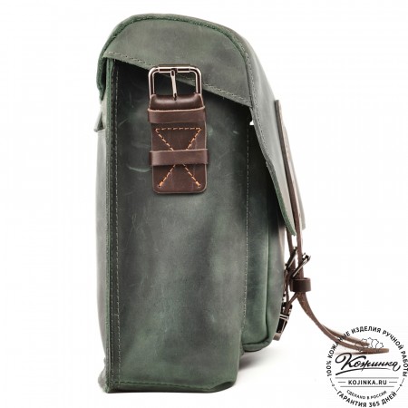 Кожаная сумка "Форман" (изумруд крейзи)