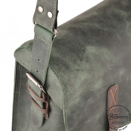 Кожаная сумка "Форман" (изумруд крейзи)