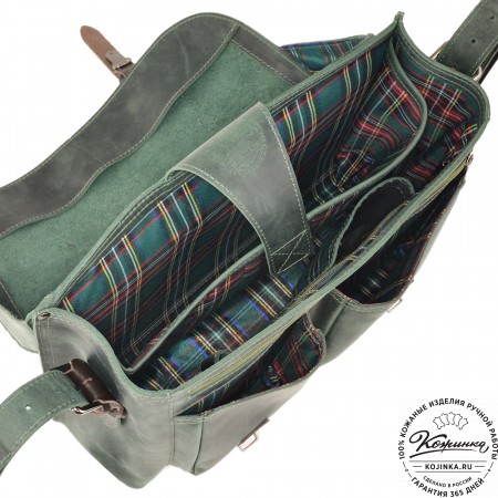 Кожаная сумка "Форман" (изумруд крейзи)