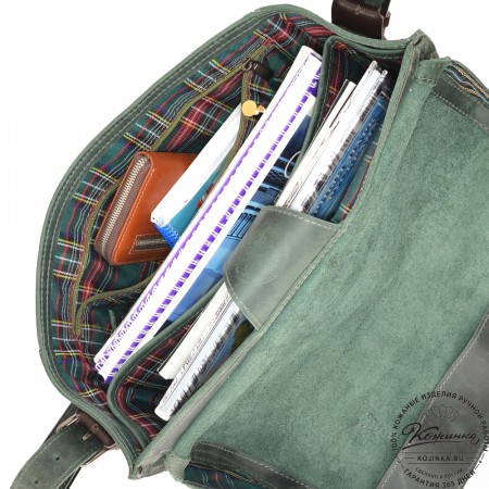 Кожаная сумка "Форман" (изумруд крейзи)