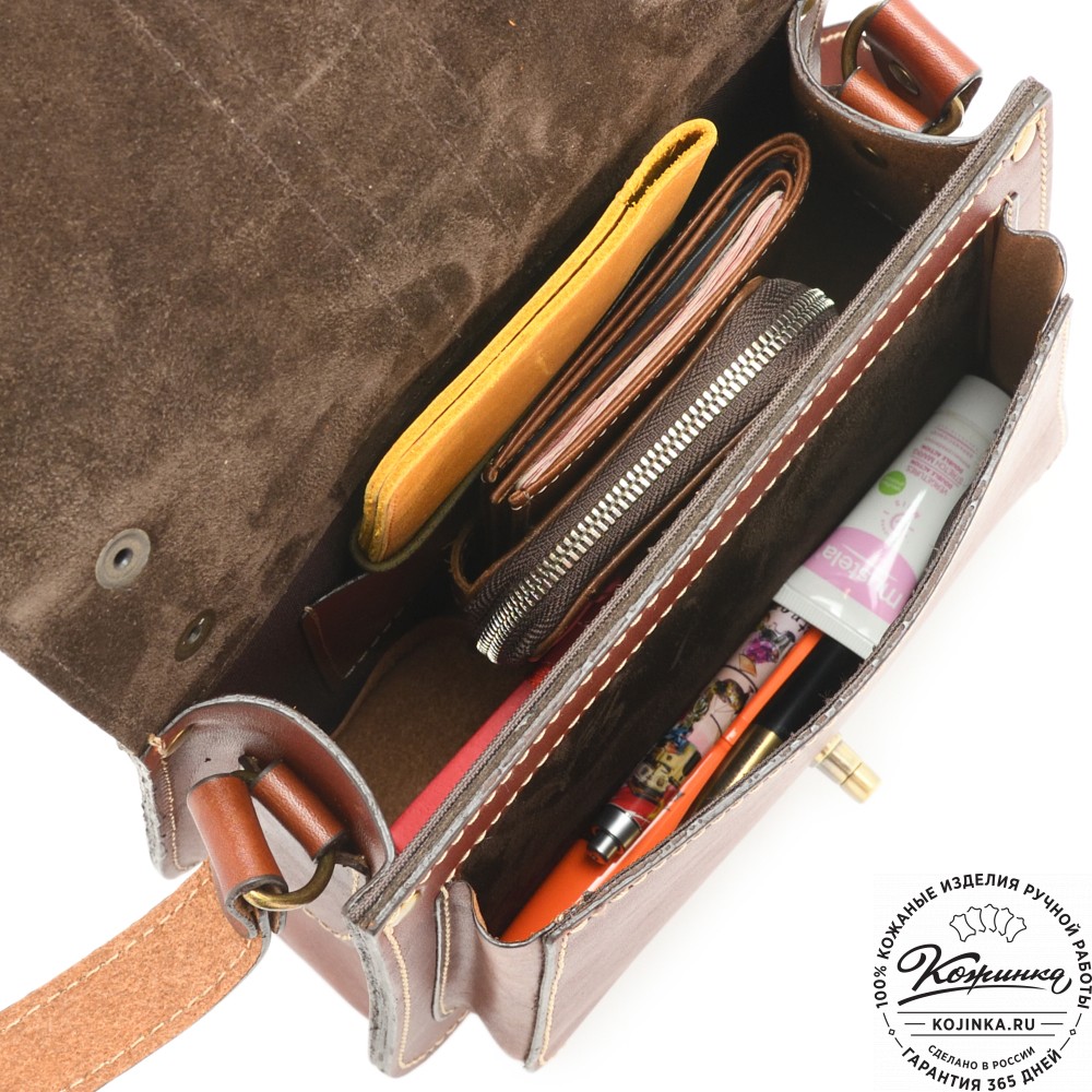 Кожаная сумка ручной работы "Париж" - с ручкой (коньяк)