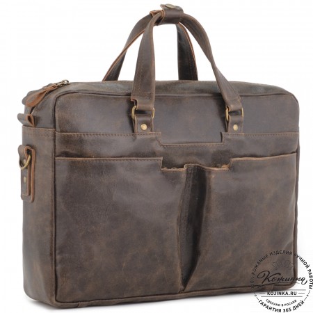 Кожаная мужская сумка "Хантер" (коричневая наппа) 