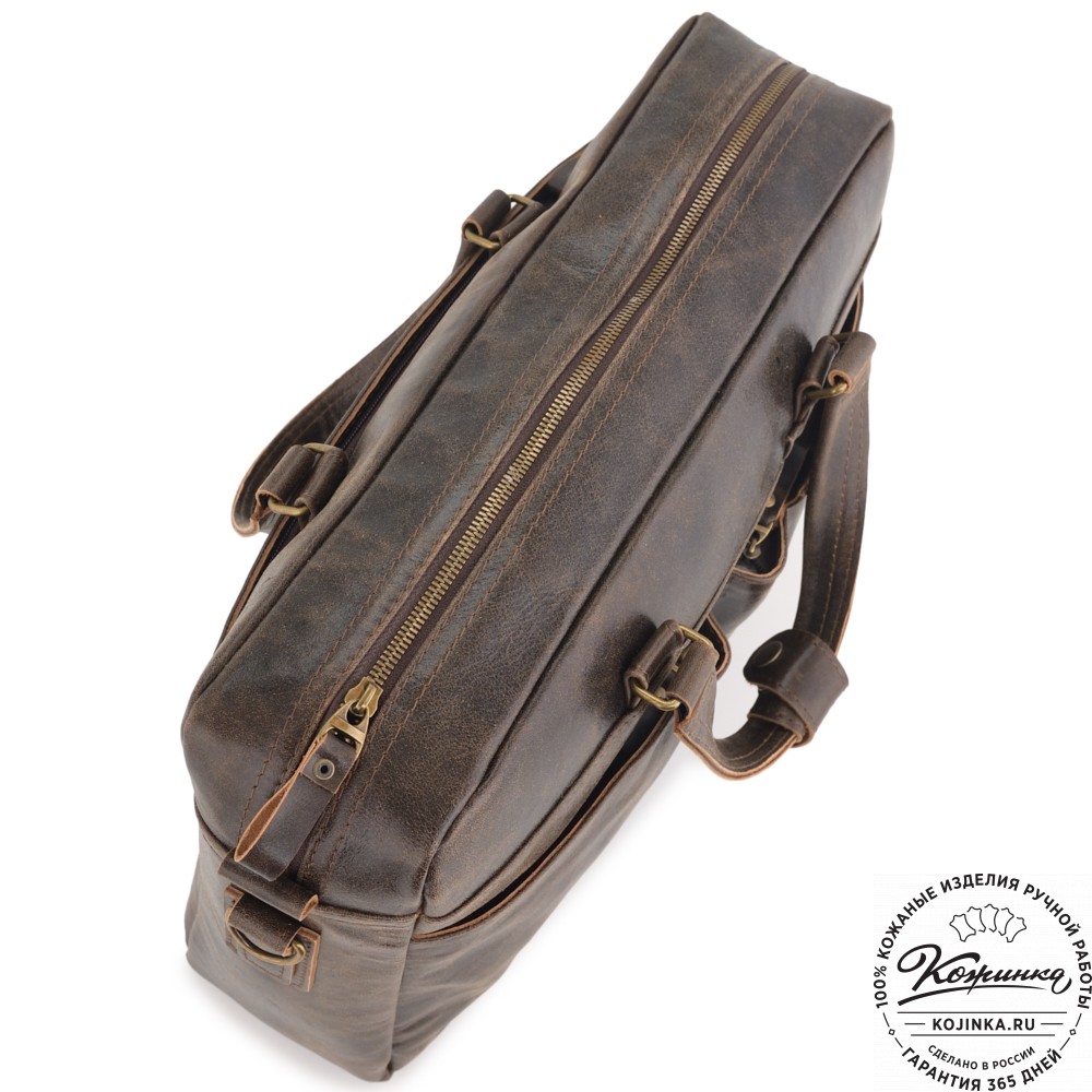 Кожаная мужская сумка "Хантер" (коричневая наппа) 