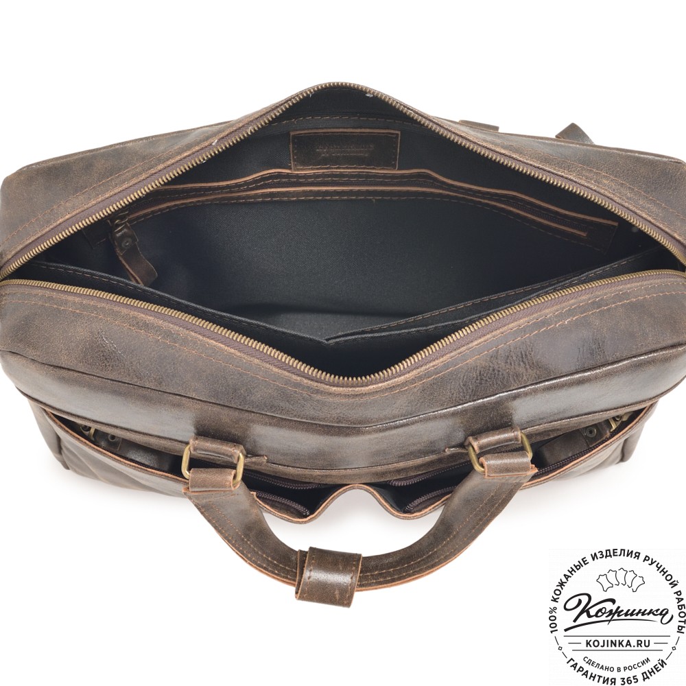 Кожаная мужская сумка "Хантер" (коричневая наппа) 