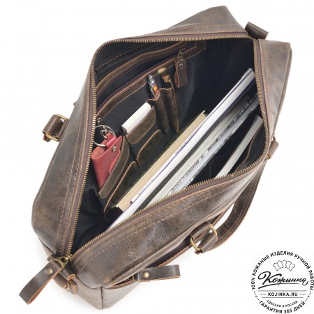 Кожаная мужская сумка "Хантер" (коричневая наппа) 