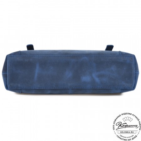  Кожаный портфель "Англетер" (синий крейзи) 